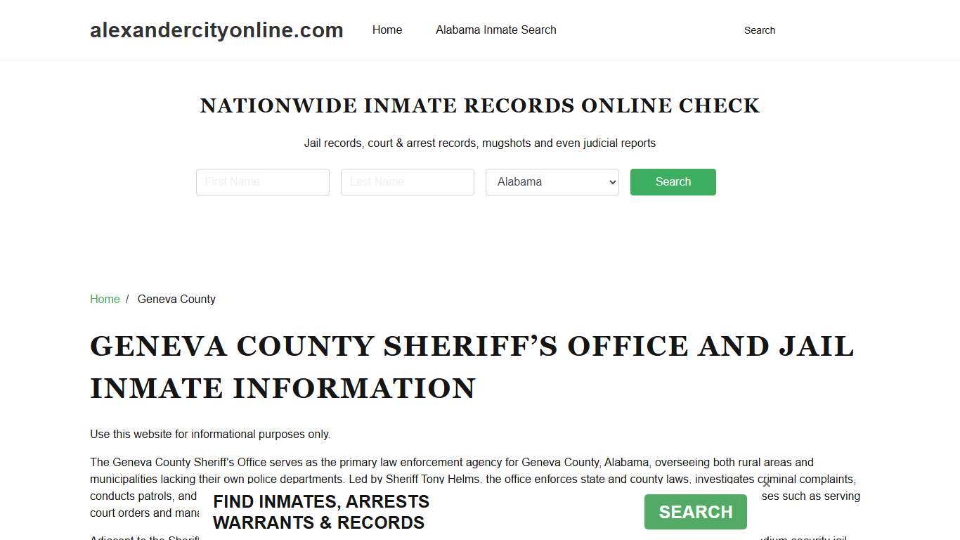 Geneva County Sheriff, AL, Jail Inmate Search, Recent Arrests